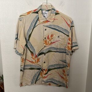 🌺GUY HARVEY FLORAL HAWAIIAN BUTTON DOWN SZ L 100% SILK GREAT CONDITION